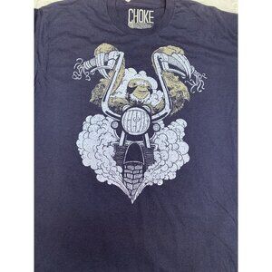 Choke Mens Graphic T-Shirt Size Large Blue Crew Neck Short Sleeve Made In USA